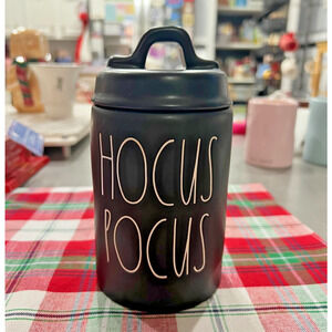 NEW Rae Dunn Halloween Home Decor Ceramic HOCUS POCUS Scented Candle Canister